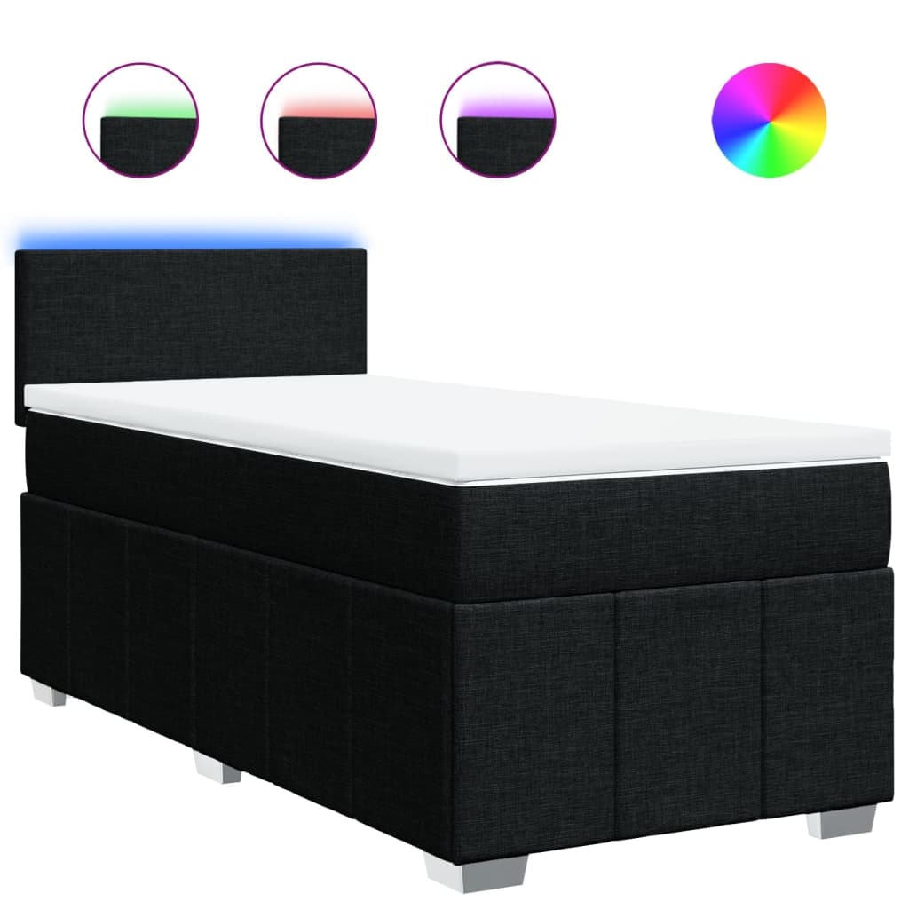 vidaXL Boxspringbett mit Matratze Schwarz 80x200 cm Stoff