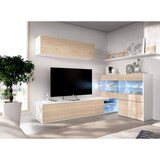 thumbnail of Dmora Parete attrezzata Adams, Set da soggiorno modulare ad angolo, Mobile salotto multiposizione con luce LED, 260x41h180 cm, Rovere e Bianco