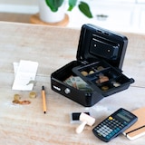 thumbnail of HMF Geldkassette abschließbar, Kasse mit Münzeinsatz, 5 Münzfächer, 20 x 16 x 9 cm, Schwarz