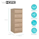 thumbnail of WellHome - Commode de Chambre avec 5 Tiroirs en coloris Chêne 41 x 50 x 112 cm - Sil Oak
