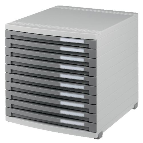 HAN CONTUR Schubladensystem Kunststoff Grau, Hellgrau 10 Schübe 30 x 38,2 x 30,7 cm DIN B4