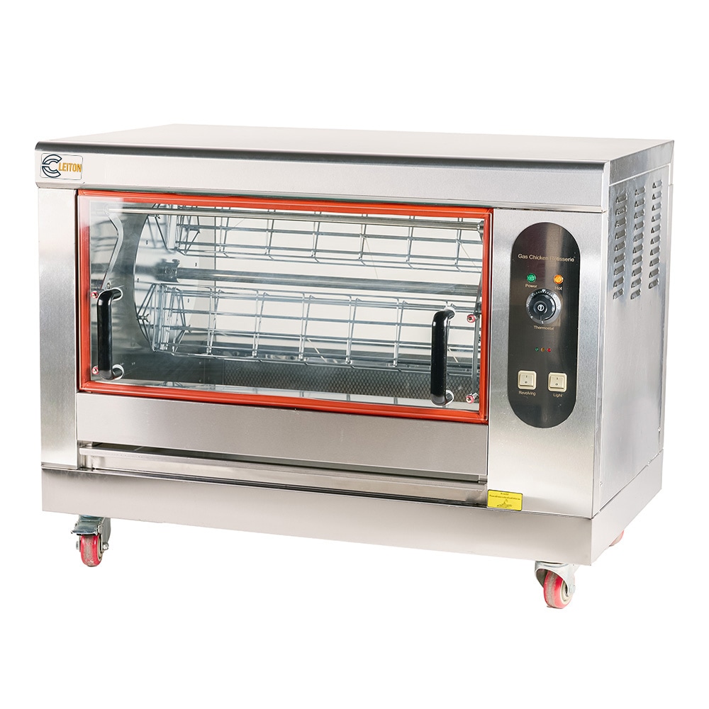 Cleiton® Asador de Pollos Eléctrico Horizontal para 12 Pollos de 103x60 cm en Acero Inoxidable con 1 Espada | Temperatura max 300°C - 6200W