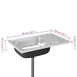 thumbnail of vidaXL Spüle mit Abtropffläche Set Silbern 800x500x155 mm Edelstahl