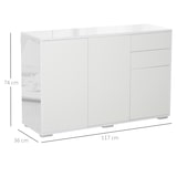 thumbnail of Aparador de Salón con 3 Puertas 2 Cajones y Estante Interior Ajustable Mueble Auxiliar de Almacenaje para Cocina Dormitorio Alto Brillo 117x36x74 cm