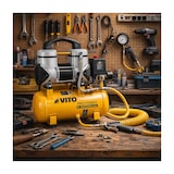 thumbnail of Compressor de ar silencioso 8L isento de óleo 8 bar 1,5 HP / 1,1 kW Inflador elétrico portátil carro VITO
