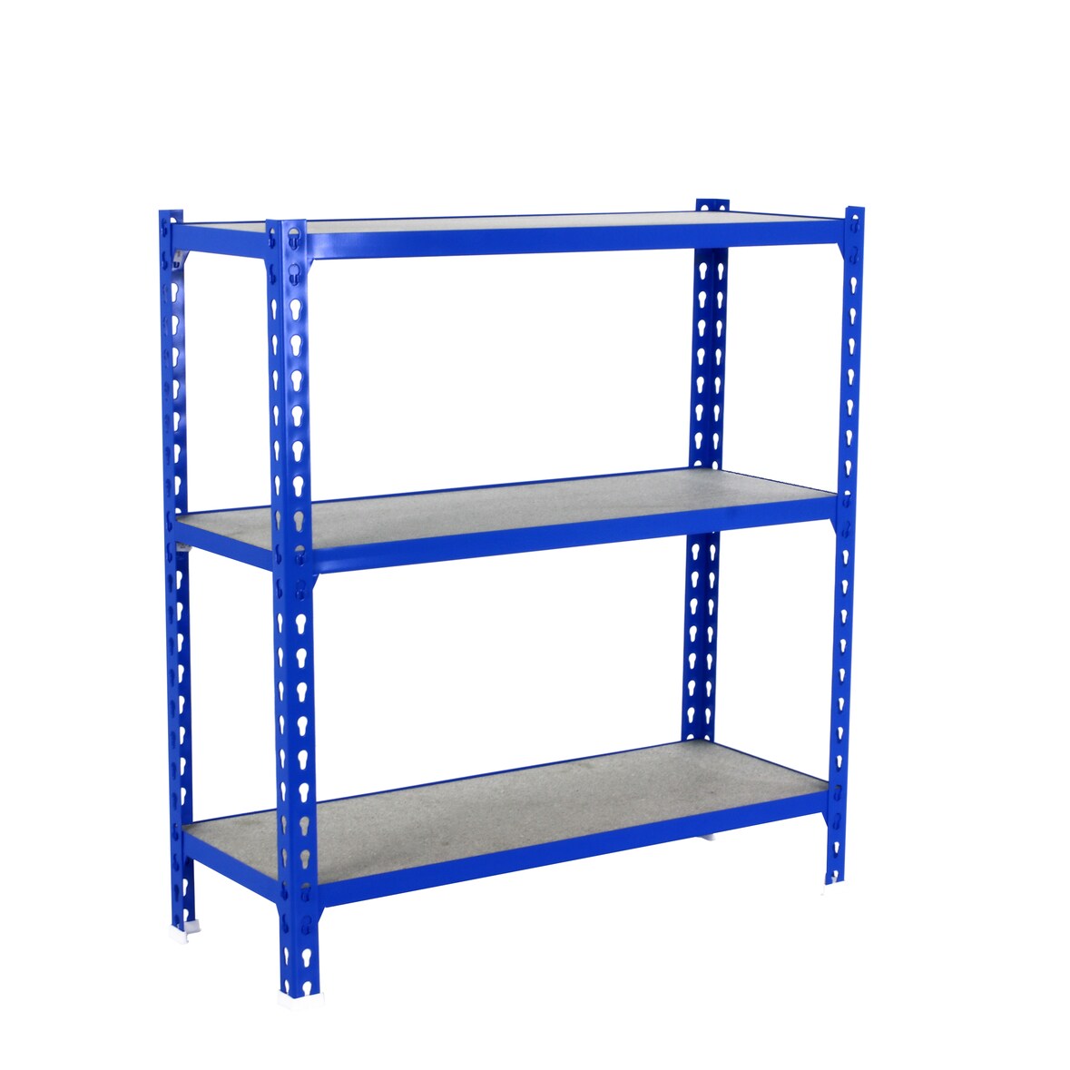 SimonRack Estanteria Metalica, 900x1200x500 mm, 3 Alturas, Bandeja Madera, 200 kg de Punto Flexión, Estanterias Almacenaje, Azul/Madera - Maderclick