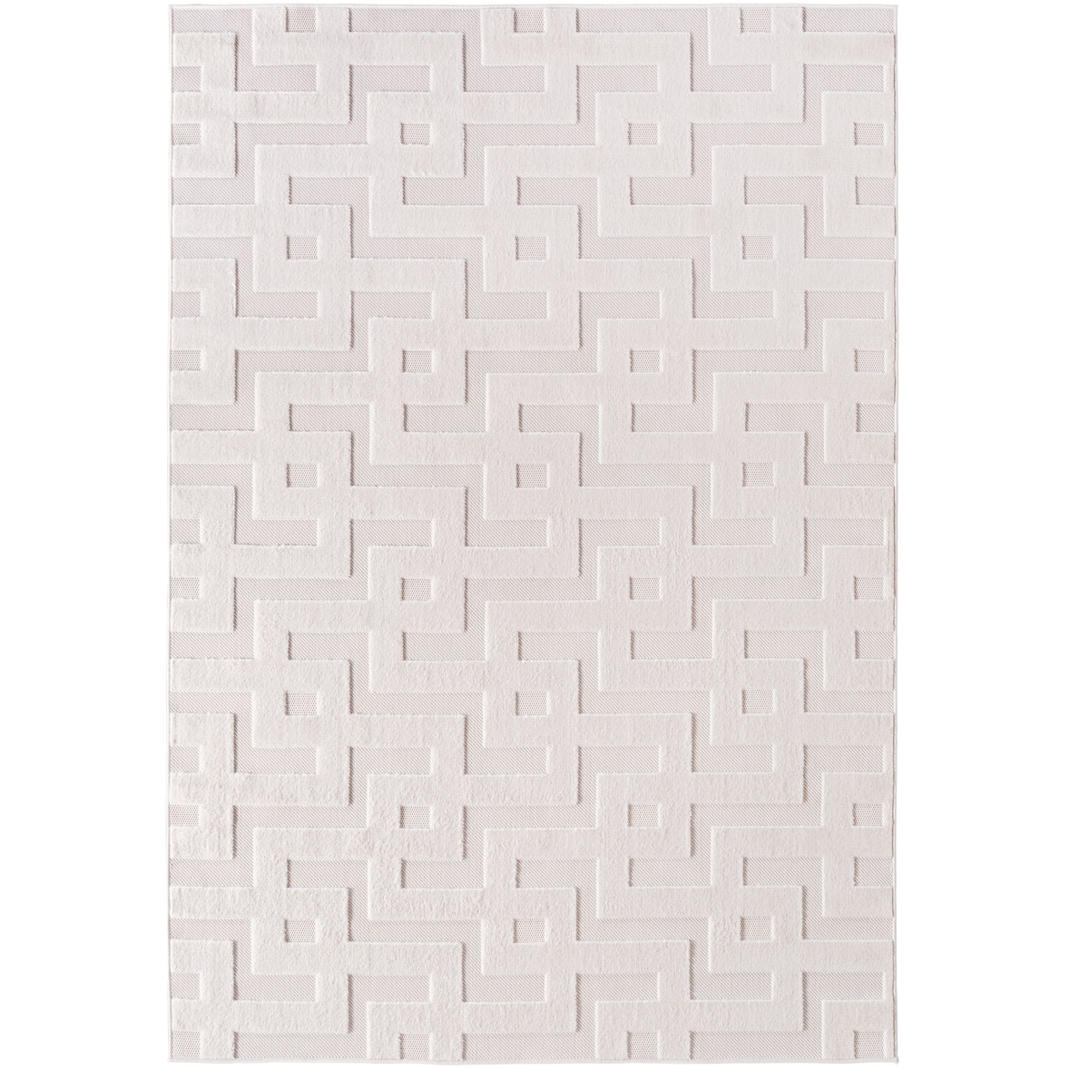 Küchenteppich Skulptural Robust Waschbar Strapazierfähig Terrasse Garten Creme 140x200 cm OEKO-TEX Gekettelt – ORTLER von Kadima Design