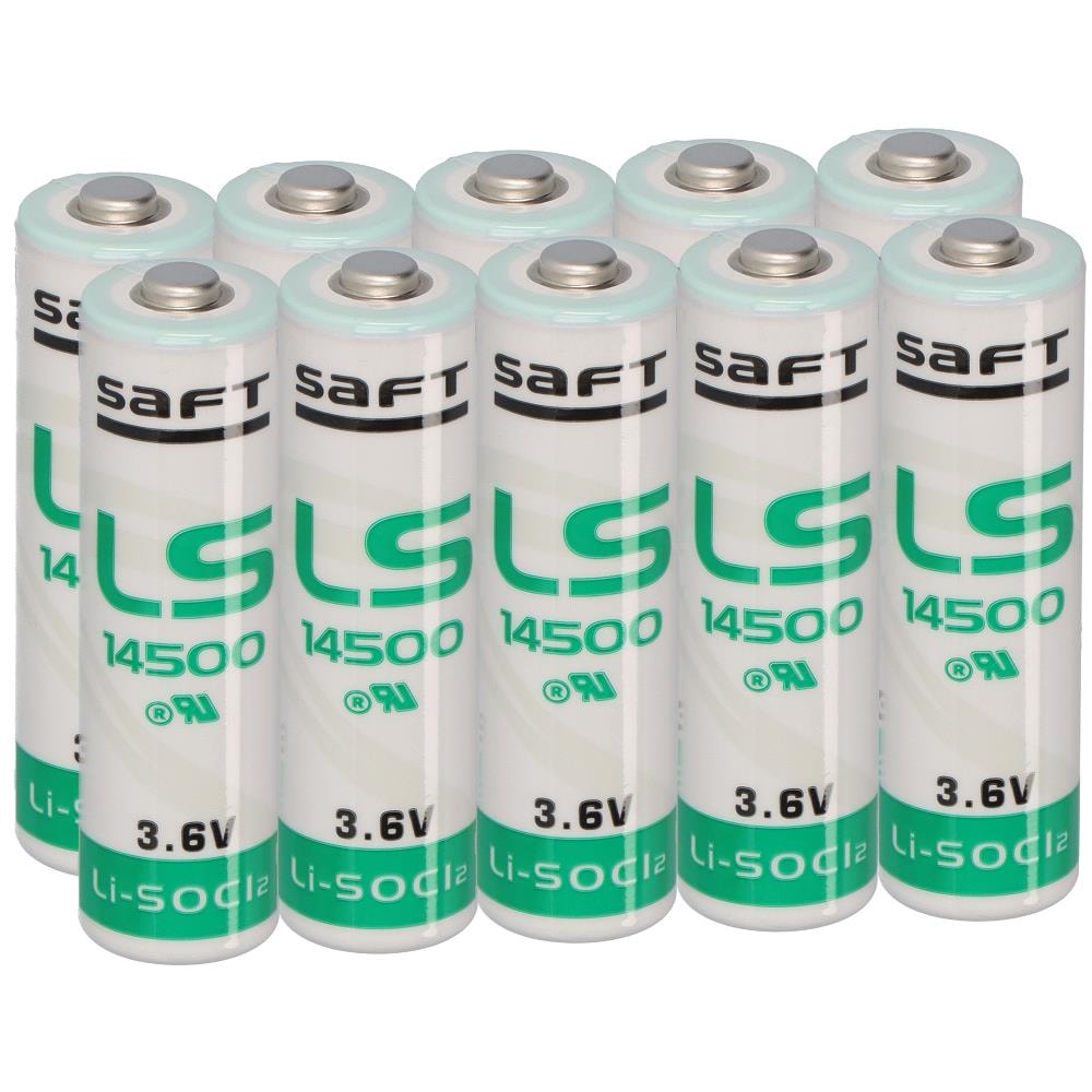 10x Saft Lithium 3,6V Batterie LS14500 AA - Zelle