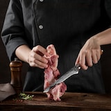 thumbnail of Wakoli Damast Ausbeinmesser I 16cm Klinge I Olivenholzgriff und Hammerschlag