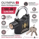 thumbnail of OLYMPIA S 100 Vorhängeschloss mit Alarmfunktion und Erschütterungssensor, 100 dB