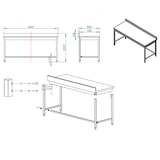 thumbnail of Tavolo lavoro in acciaio inox 200x60x85 cm e alzatina