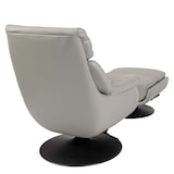 thumbnail of Relaxsessel mit Hocker HWC-K99, Fernsehsessel Sessel, Wippfunktion drehbar, Metall Echtleder/Kunstleder ~ grau