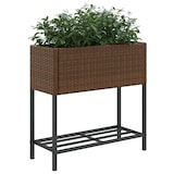 thumbnail of vidaXL Pflanzkübel mit Ablage Braun Poly Rattan
