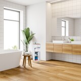 thumbnail of Relaxdays Badezimmerschrank, 2 Schubladen, Türfach, HxBxT: 97,5 x 32 x 28 cm, Bad & Flur, schmaler Midischrank, weiß