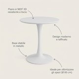 thumbnail of Tavolo Tondo Moderno Diametro 60 cm Altezza 73 cm Mobile Cucina Salotto - bianco