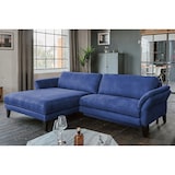 thumbnail of KAWOLA Sofa MALTA Ecksofa Stoff blau mit motorischer Relaxfunktion Recamiere links