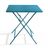 thumbnail of Table de terrasse pliante carrée en acier bleu pacific - Oviala