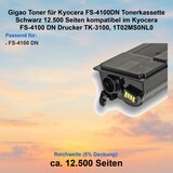 thumbnail of Gigao Toner für Kyocera FS-4100DN Tonerkassette Schwarz 12.500 Seiten kompatibel im Kyocera FS-4100 DN Drucker TK-3100, 1T02MS0NL0