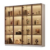 thumbnail of LED Glasvitrine 80x40x160 cm Weiß mit verstellbaren Einlegeböden, Flügeltüren und stimmungsvollem Licht für Wohnzimmer und Büro