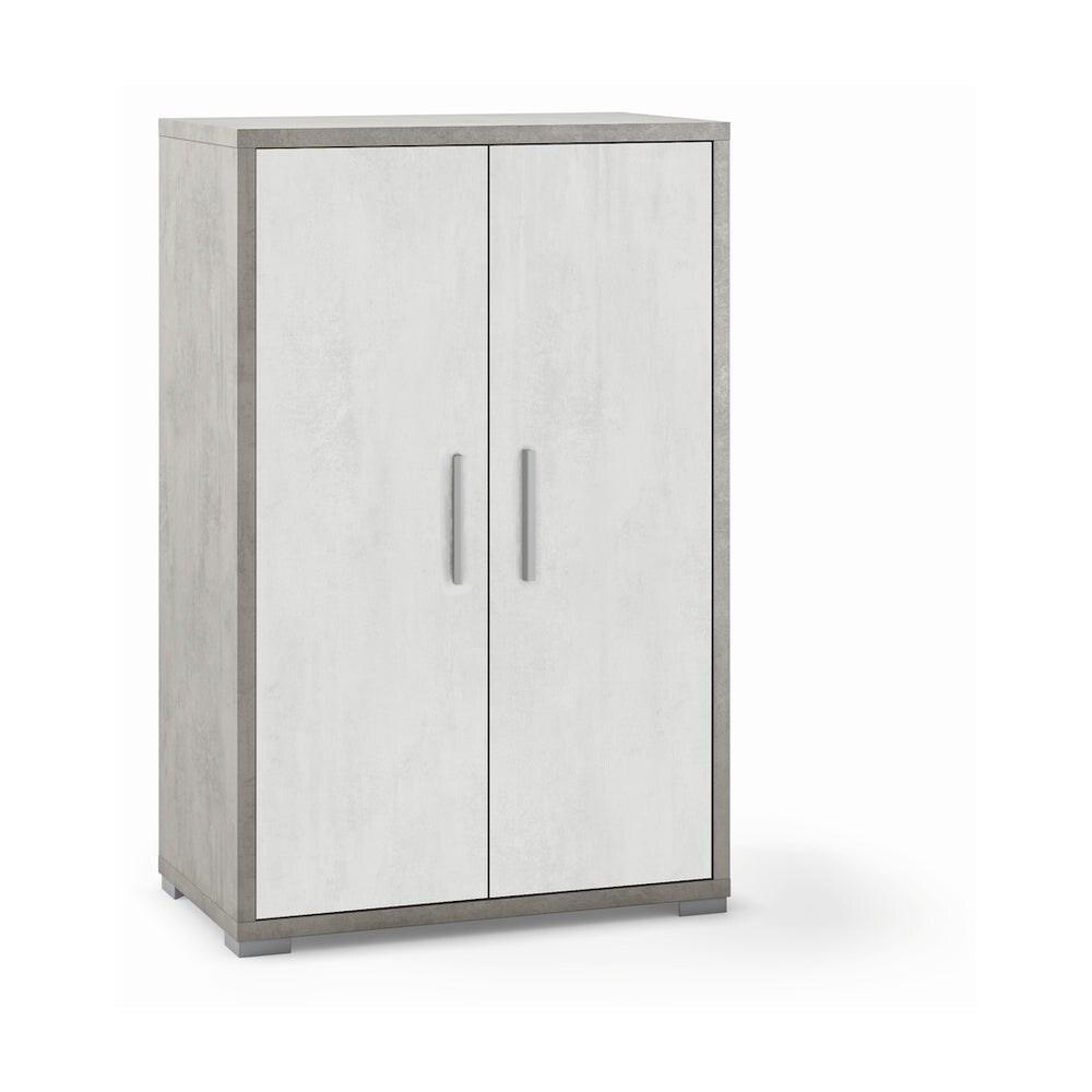 SARMOG MOBILE 2 ANTE KIT L71 P41 H110 in truciolare nobilitato color cemento e ossido bianco