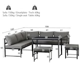 thumbnail of Outdoor-Tisch- und Stuhl-Set aus Aluminium in Schwarz/Grau, mit Tisch 95x56x65 cm, flexibel kombinierbar
