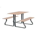 thumbnail of Euroterrasse Table+assises hysope 4pl l1180mm rectangle tp diam50 metal gris 7016 hpl chene clair