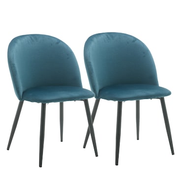 METRO PROFESSIONAL Silla de restaurante tapizada Lika, juego de 2, acero/poliéster, azul claro/negro