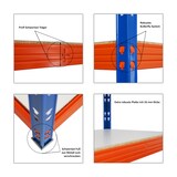 thumbnail of PROREGAL Profi Schwerlastregal RHINO | HxBxT 180x200x60cm | 5 Spanplatten-Ebenen 8mm | Fachlast 500kg | Blau/Orange | Stecksystem Lagerregal