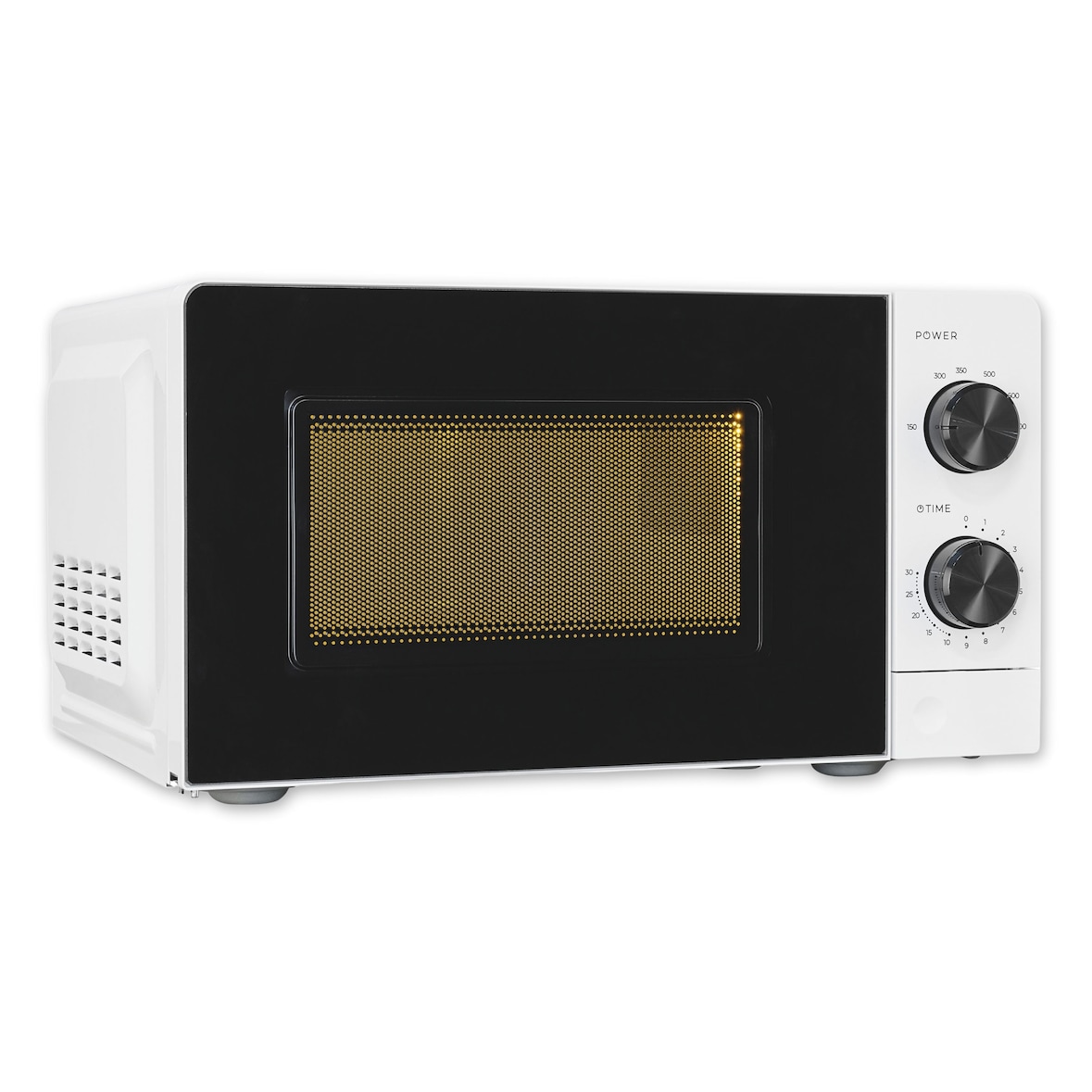 Exquisit Mikrowelle 20L, 700 Watt, 24,5cm Drehteller, 5 Leistungsstufen, Timer, Auftaufunktion, 2 Drehregler, MW950-070 weiss