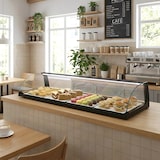 thumbnail of MBH - Vetrina espositiva neutra professionale Snack 84 cm vetri curvi. Espositore neutro con LED porta brioches per bar e pasticceria.