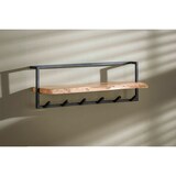 thumbnail of KAWOLA Garderobe NEREA Akazie Metall Hutablage mit Baumkante 6 Haken schwarz