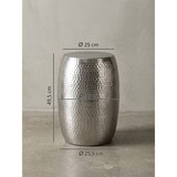 thumbnail of Beistelltisch 30x49,5x30cm Aluminium Silber Dekotisch orientalisch rund, Kleiner Hammerschlag Abstelltisch, Designer Ablagetisch Metall modern,