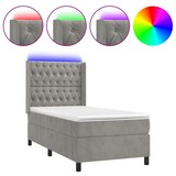 thumbnail of vidaXL Boxspringbett mit Matratze & LED Hellgrau 90x200 cm Samt