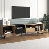thumbnail of Merax Moderner TV-Ständer mit schwarzem und holzfarbenem Design – geräumiger Stauraum, robuste Konstruktion