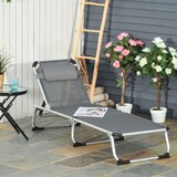 thumbnail of Outsunny Tumbona Plegable Reclinable  de Aluminio con Reposacabezas Extraíble y Respaldo Ajustable en 4 Posiciones para Jardín Terraza 170x60x76 cm