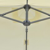 L'interno di un ombrellone con montanti metallici.
