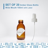 thumbnail of 20x Frascos Spray em Vidro Âmbar de 100 ml com Tampa Vaporizadora + 20 Etiquetas Personalizadas – Óleos Essenciais e Cosméticos