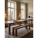thumbnail of Sitzbank Landhaus-Stil: Massivholz Akazie, 200 kg Belastung, handgefertigt. Beige, 160x35x45 cm | Kadima Design