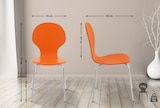 thumbnail of Décoshop26 - Küchen-/Esszimmerstuhl x1 stapelbar abgerundete Rückenlehne orangefarbenes Holz und Chrommetall 10_0003345