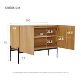 thumbnail of Sideboard 100x40x75 cm 2 Türen Metallbeine moderne Kommode Wohnzimmer Flur Esszimmer Naturholz Design Aufbewahrung