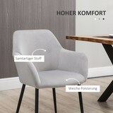 thumbnail of Esszimmerstühle 2er-Set Samt Hellgrau Stahlbeine 54 x 57 x 80 cm mit Armlehnen
