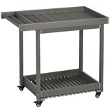 thumbnail of Servierwagen Grilltisch 87x50x80 cm Dunkelgrau mit 2 Regalen Handtuchhalter und Rollen, HDPE Outdoor Küchenwagen bis 50 kg belastbar