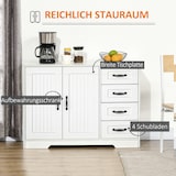 thumbnail of Sideboard MDF Weiß 105x40x76 cm mit 4 Schubladen, verstellbarem Einlegeboden und Kippschutz