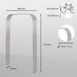 thumbnail of 2 x Fahrradanlehnbügel 117 x 80 cm Edelstahl 13 mm grau Fahrradständer Anlehnständer Parker Typ U