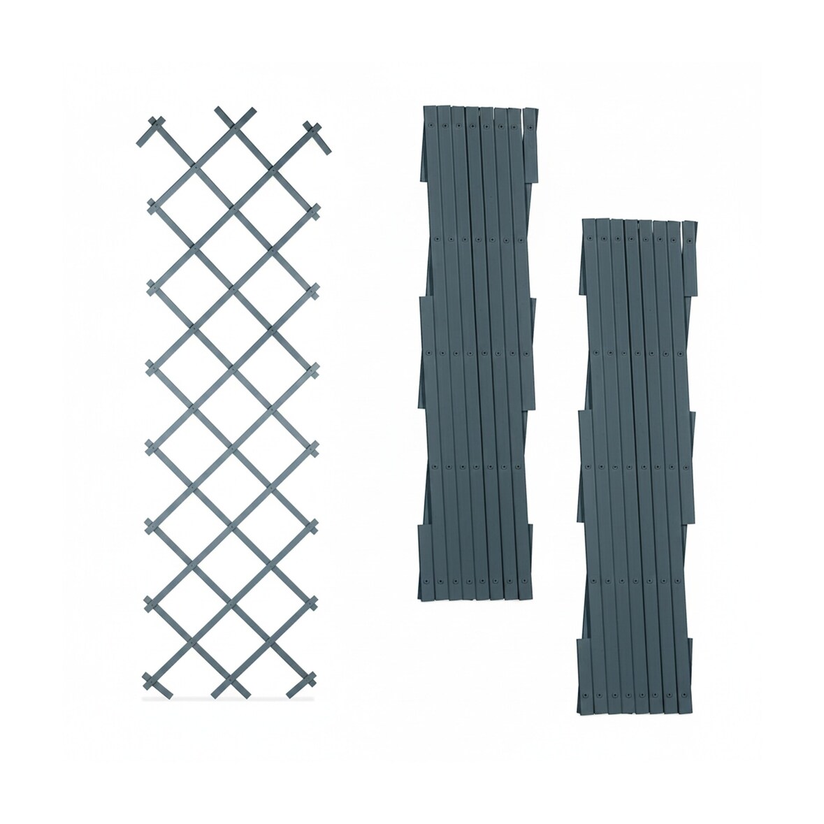 Relaxdays Rankgitter ausziehbar, 3er Set, Rankhilfe Kletterpflanzen, 180cm, Garten, Balkon, Terrasse, Kunststoff, grau