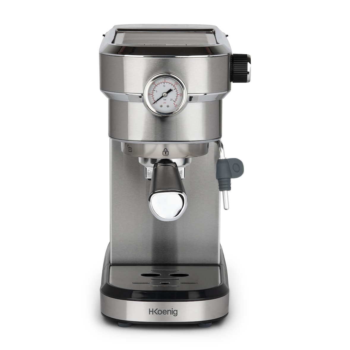 H.Koenig Cafetera Professional Espresso Automática Presión 20 Bar EXP820, Acero inox, Portátil, 1.1L