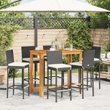 thumbnail of vidaXL 7-tlg. Gartenbar-Set Schwarz Massivholz Akazie und Poly Rattan