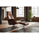 thumbnail of KAWOLA Relaxsessel FERREIRA Drehsessel Leder braun mit Hocker