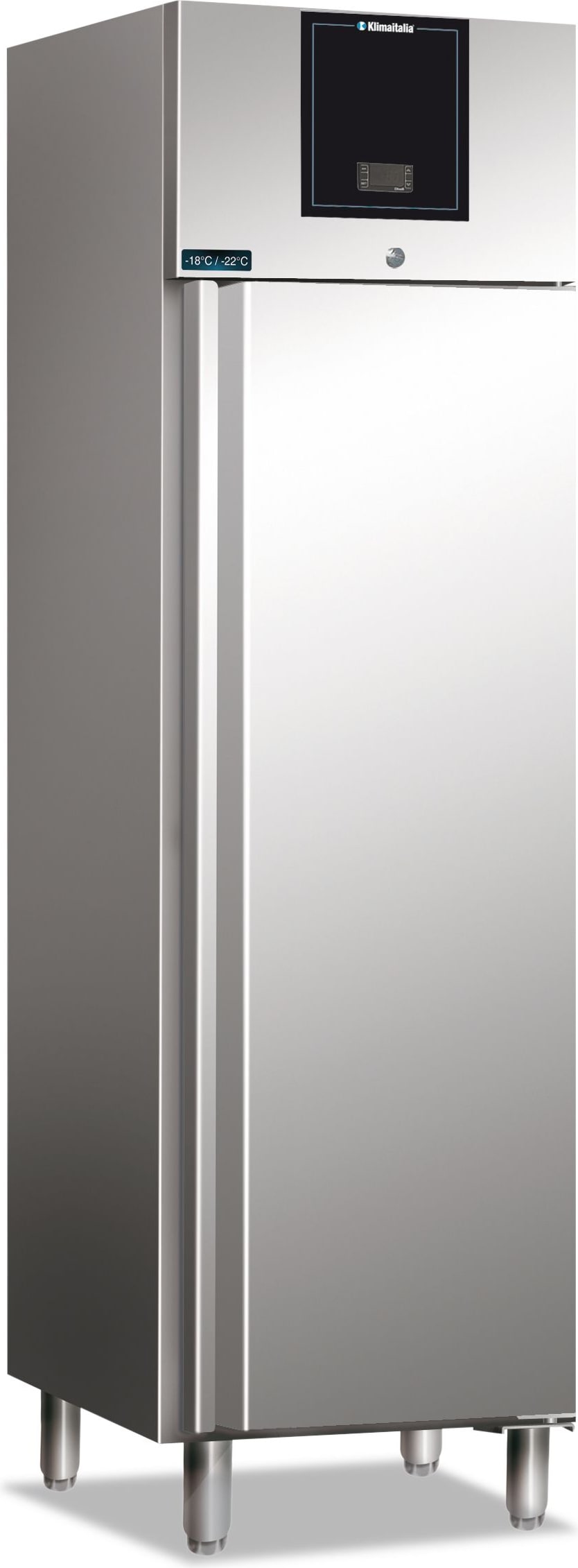 KLIMAITALIA Tropisch belüftetes 350-Liter-Edelstahlgefrierfach. Automatisches Auftauen. Temperatur -22°C/-18°C.  Maße LxWxH 48,4x73,5x210 cm. AXF350BT