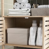 thumbnail of HOMCOM estantería de baño de bambú con 3 estantes abiertos estantería de almacenaje con puertas de lamas 63x30x138 cm natural y blanco